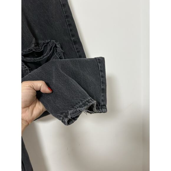Levi's Premium Jeans Women's 28 Baggy Dad Wide Leg Black Denim Grunge Retro - Picture 3 of 11